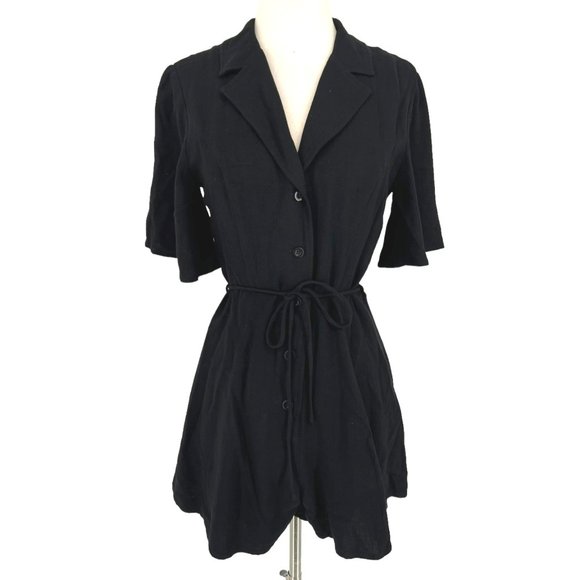 Emory Park Shirt Style Romper with Flutter Sleeves Black Size Small NWT - Picture 1 of 11